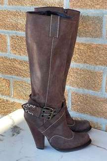 Antik denim tall brown suede boots size 8