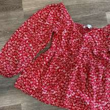 Heart Cinched Sweetheart Neck Blouse top red Valentine’s Day medium 6