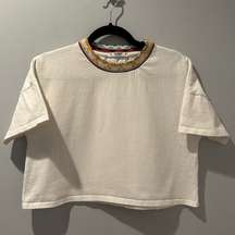 Pull&Bear Casual Cotton Cropped Short Sleeve Shirt Top Size Medium