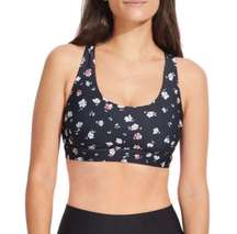 - Aurora Floral Black Sports Bra Athletic Training Gym Workout