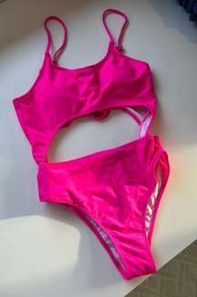 Neon Pink  Cut Out Swimsuit