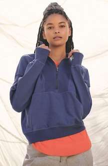 Adeline Moroccan Blue 1/4 Zip Pullover Sweatshirt