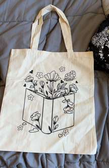 Book Themed Tan Tote Bag 