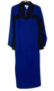 Sue Brett | Vintage Blue & Black Blazer Skirt Set