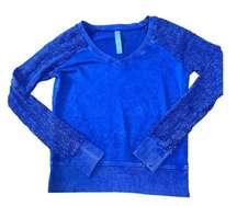 Lorna Jane Life Bondi Blue Lace-Sleeve Sweater Sz Small