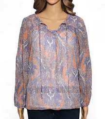 Gossip Girl X Romeo & Juliet Couture Paisley Print Blouse Purple & Orange Size M