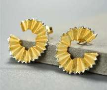 Artisan Handmade 925 Silver and Gold - The Shimmering Circlet Stud Earrings