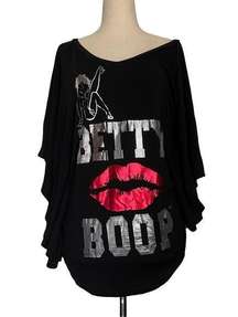 Universal Studios Betty Boop Women Top Size Medium Bat Wing Foil Graphic Lip
