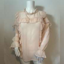 NWT Who What Wear Pink Ruffle Blouse