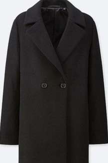 NWT new  black wool blend tailored coat medium