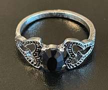 Black  silver plated vintage ring size 6.5