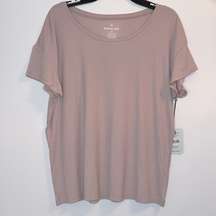 Tommy John Second Skin Sleep Loungewear Ribbed T-Shirt Light Pink X-Small NWT