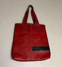 Tod's Girelli Red Pebbled Leather Tote Bag Shoulder Bag Purse