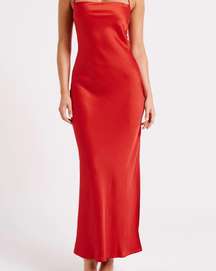 Sydney Straight Neck Slip Maxi Dress - Red