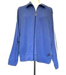 Cassini by Oleg Cassini Track Womens Jacket Full Zip Stripe Arms Blue White