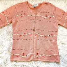 Real Comfort Vintage Bead Wooden Butterfly Cute Kawaii Unique Size Small Sweater