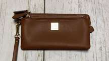 Cognac Leather Zipper Wallet Wristlet