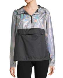Xersion Holographic Two Tone Pullover Jacket with Hood