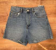 Blue High Waisted Mom Shorts