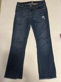 Womens Ripped Flare Crop Cut Off Jeans Size 27