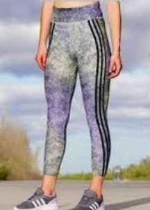 NWOT Adidas Climalite High Waisted Speckled 3 Stripe Leggings S