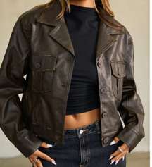 Brown Faux Leather Jacket