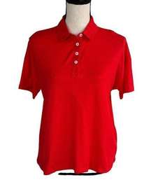 Style & Co Petite Medium Polo Top Short Sleeves Button Neck Lightweight Red New