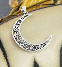 Silver Crescent Moon Pendant Charm 