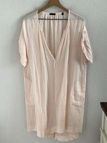 ATM Gauze Cotton Dress in Petal Boho Lagenlook Airy 100% Cotton Coastal Small