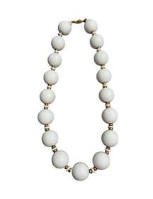 Vintage Monet Lucite White Bead Necklace