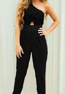 English Factory one shoulder strap Jumpsuit in Jet Black S