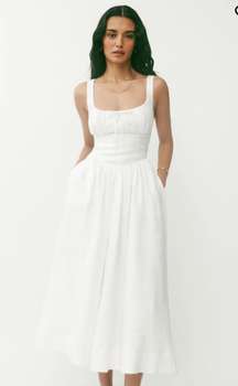 Balie White Linen Dress
