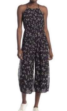 Collective Concepts Black Floral Jumpsuit S NWT Romper Wide Leg F2