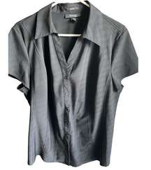 Black Short Sleeve Button Down Blouse Size 2X STYLE & CO WOMAN EUC #0955