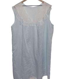 Vintage Blue Nightgown Housedress Lace Frill Floral Grandma Grandmacore Granny