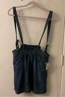 ANTHRO  Overall Denim Suspender Skirtall Size XS