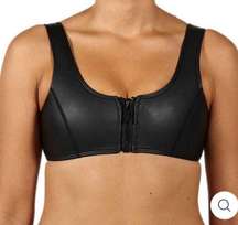 Hoaka Neoprene Zipper Front Black Bikini Top Size Small Plus