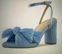 Light blue bow top heels