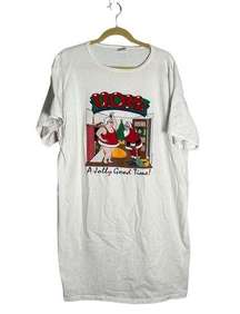 Vintage 100% Cotton Naughty Santa Mrs Clause One Size Short Sleeve T Shirt