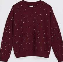 Lou & Grey Women’s Maroon Terry Shooting Star Crewneck Sweatshirt Size Medium