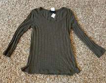 New with Tags Sanctuary Long sleeve Olive green ribbed Top size small