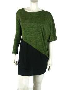 OLEG CASSINI Asymmetrical Black Green Mini Small Dress