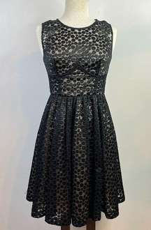 Plenty  Anthropologie Black Embroidered Sheer Dot Cocktail Dress 6