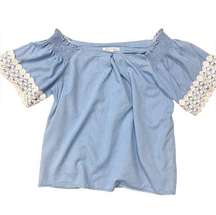 Joy Joy Chambray Off the Shoulder Top