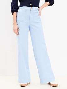 [LOFT] Periwinkle Blue Palmer Wide Leg Patch Pocket High Rise Twill Pants Sz 16