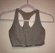 Gray / White Striped Sports Bra