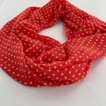 Orange with white polka dot semi sheer infinity scarf