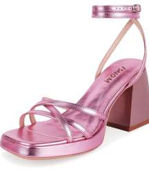 Pink Metallic Wrap Heels