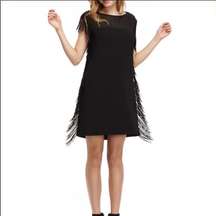 Cooper & Ella Leah Fringe Black Mini Dress