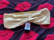 NWT  Shiny Gold Ruched Tube Bandeau Bra M